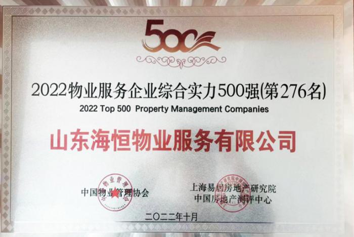 2022年全國物業(yè)服務(wù)企業(yè)綜合實力500強(qiáng)（276名））